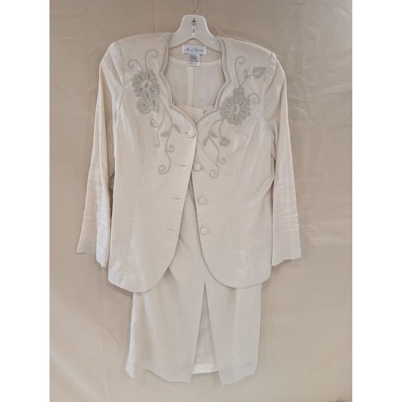 Anne French Women's Skirt Suit Set Ramie Jacket & Dress Size 16 - Picture 1 of 9